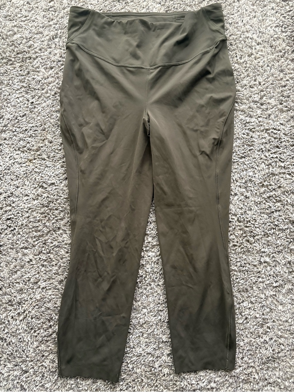 Lululemon Base Pace High Rise Crop 23" Dark Olive Green Nulux Leggings Size 12